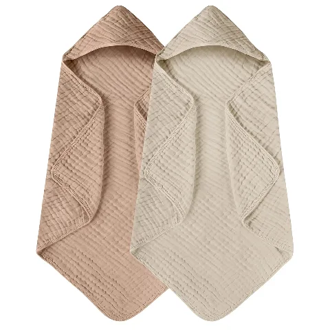 Cape de bain bébé en mousseline à capuche
