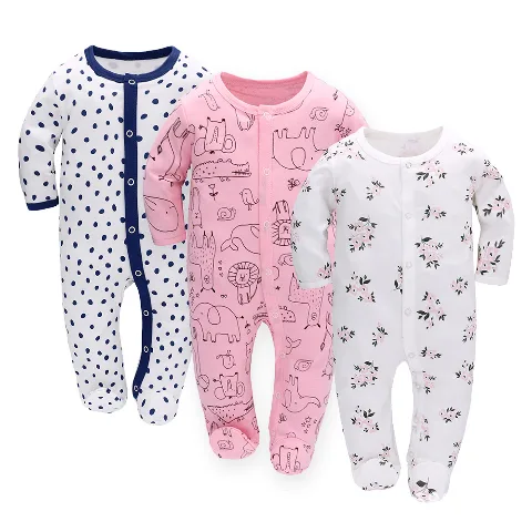Barboteuses bébé manches longues, lot de 3